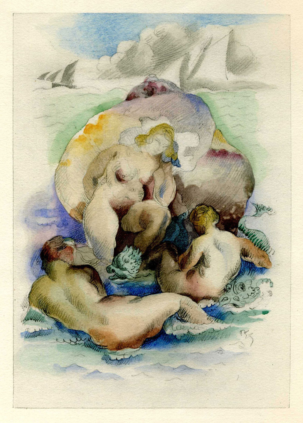 Aquarelle 10 de Gernez pour l'édition de luxe du Chemin de Paradis en 1927