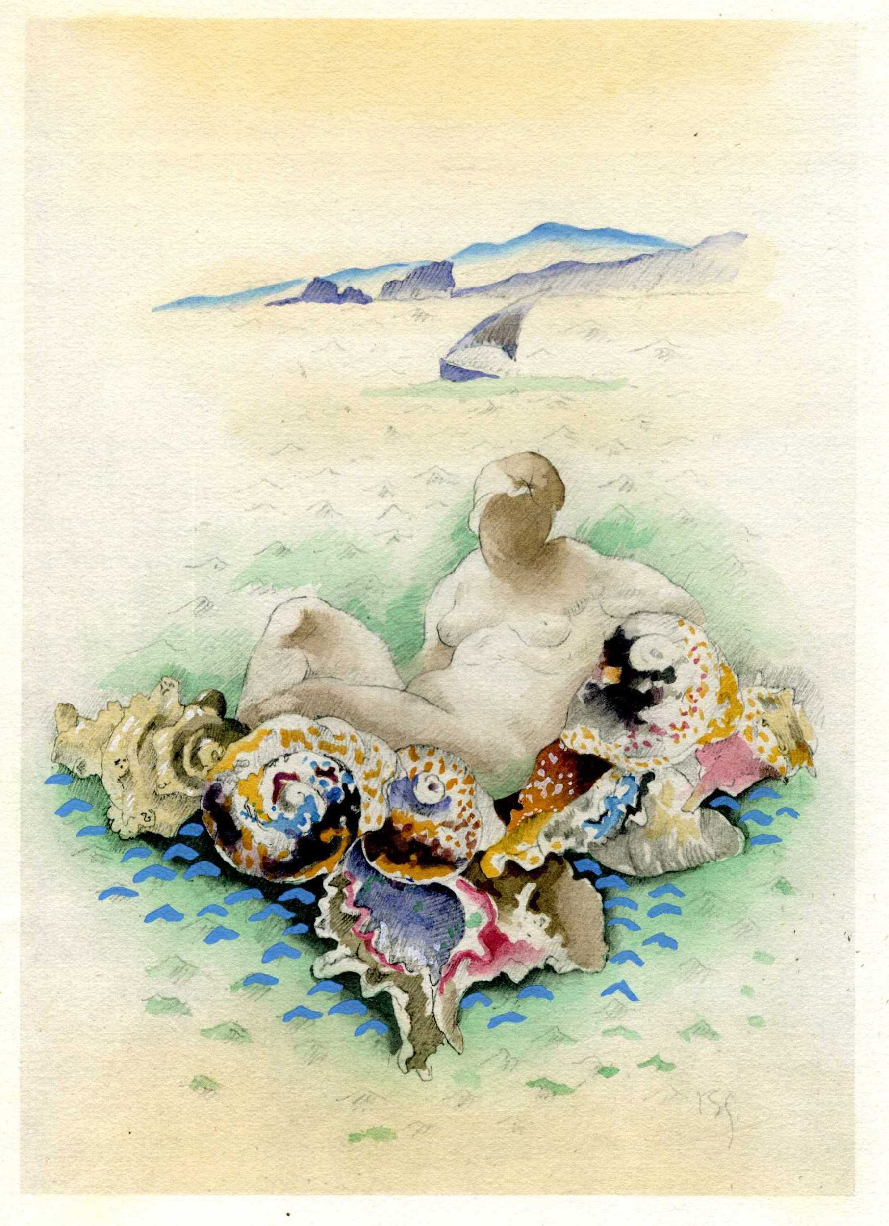 Aquarelle 4 de Gernez pour l'édition de luxe du Chemin de Paradis en 1927