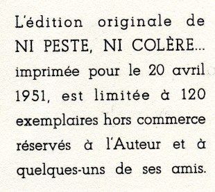 Ni peste ni colère, 2 Ni peste ni colère, 2