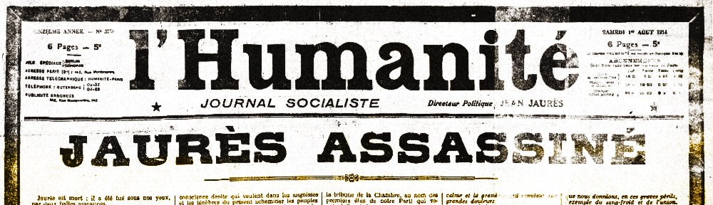 Une de l'Humanité pour la mort de Jean Jaurès