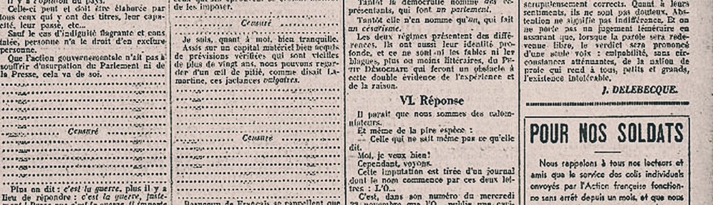 Censure dans l'AF du 26 novembre 1939
